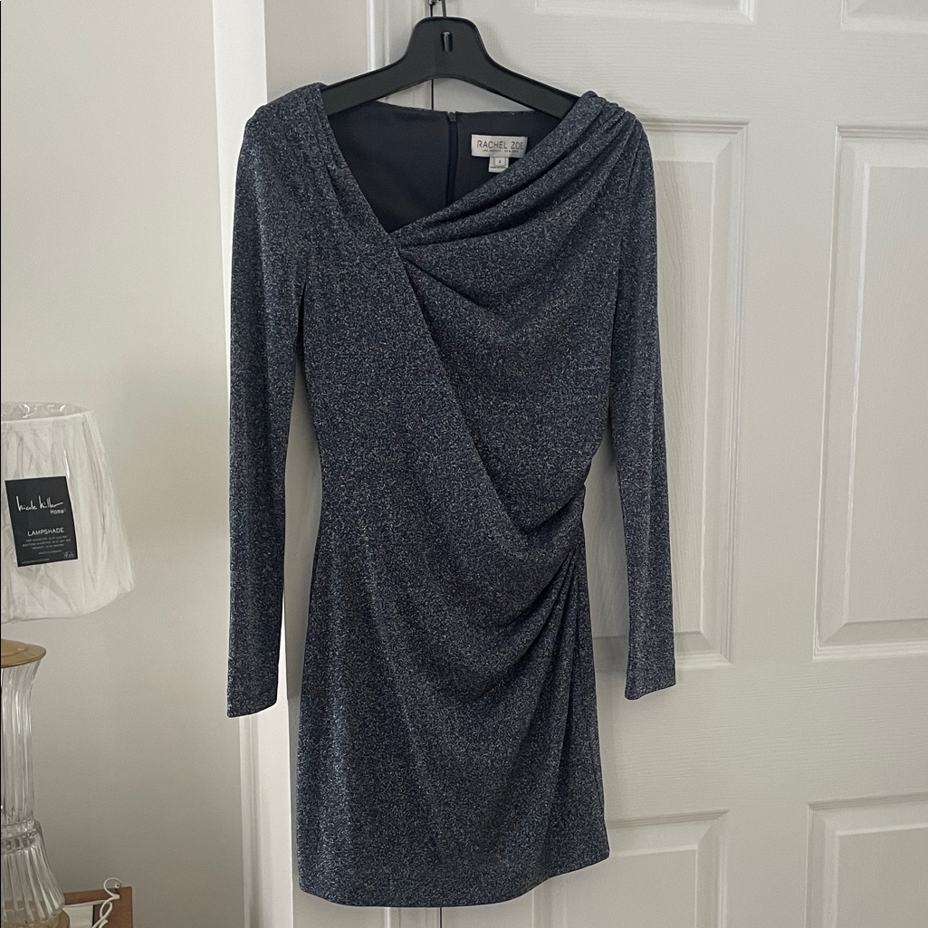 Rachel Zoe Shimmering Navy Long Sleeve Dress Size 2